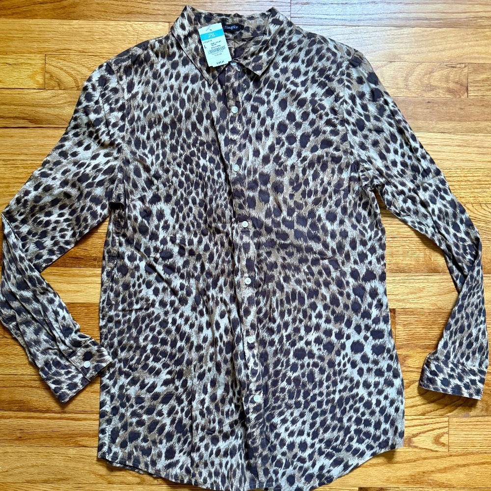 J. McLaughlin Cheetah Print Button Down Shirt